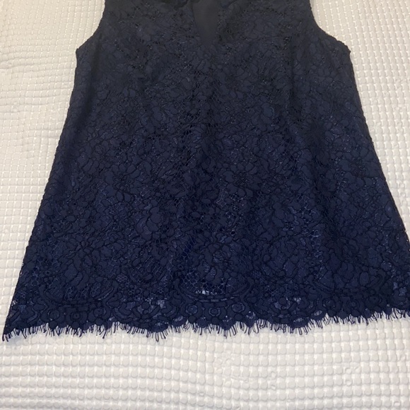 J. Crew Sleevless lace top with eye lash trim and ruffled collar - Picture 6 of 6